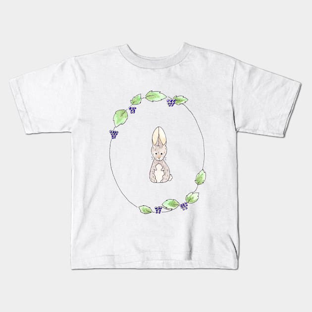 Woodland Rabbit Kids T-Shirt by KateBouman